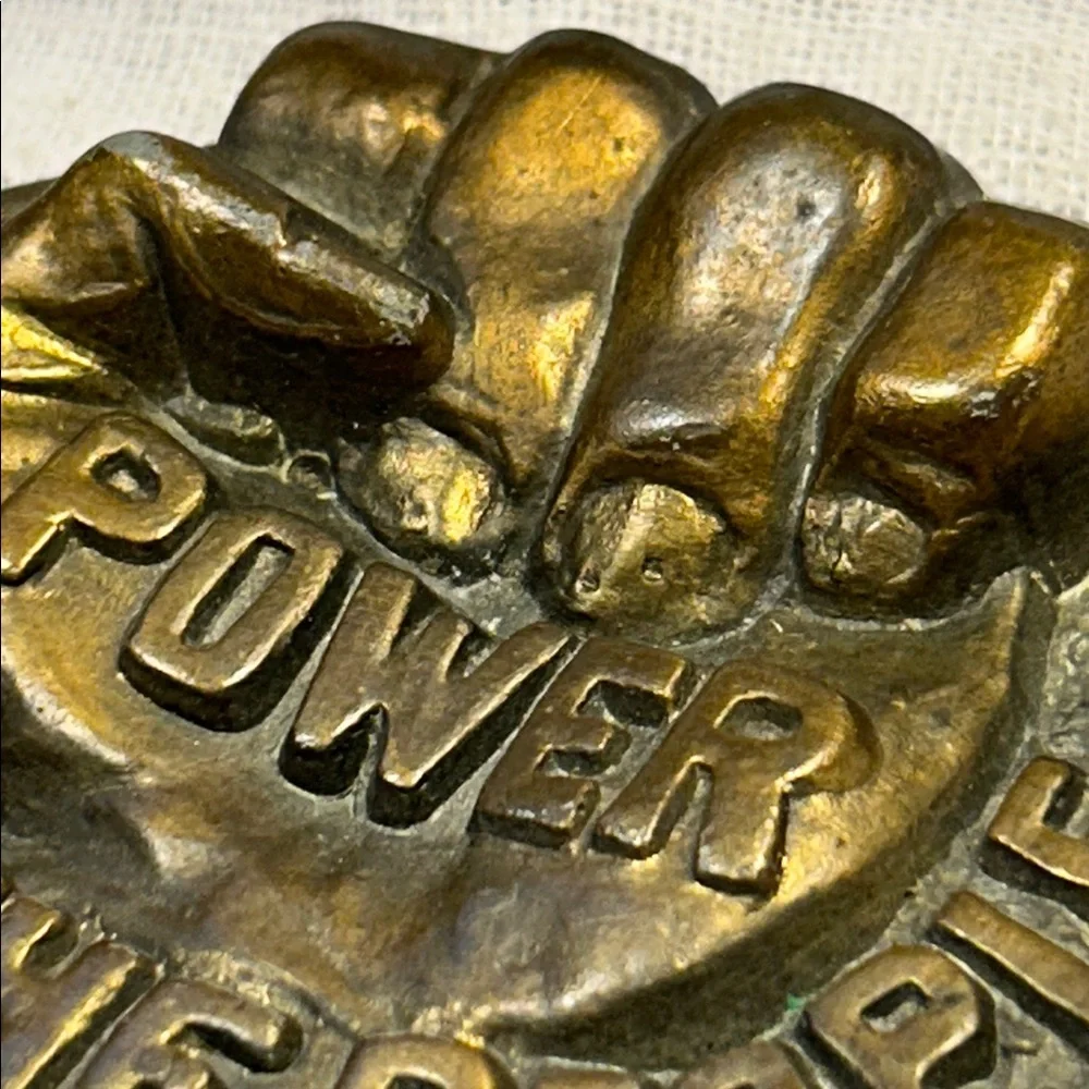 Extremely Rare sculptured Power to the People heavy belt buckle limited